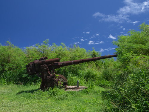 壊れ錆びついても立ち続ける高角砲