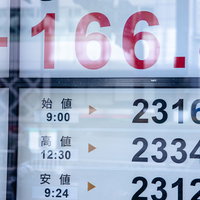 本日の始値や高値を示す電光掲示板の株価相場情報の写真