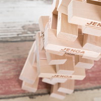 崩れそうなジェンガで高まるドキドキ感とハラハラする緊張感の写真