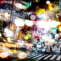 欲望と幻想の街（夜景フォトモンタージュ）の写真