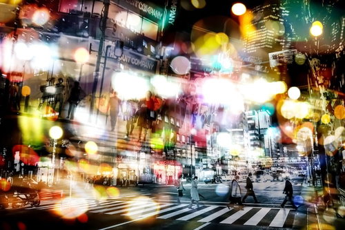 欲望と幻想の街（夜景フォトモンタージュ）