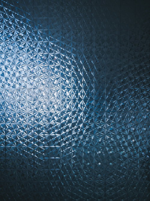 光が反射する幾何学模様のガラス窓フィルム（テクスチャ）