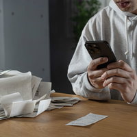 紙の領収書をスマートフォンでスキャン撮影の写真