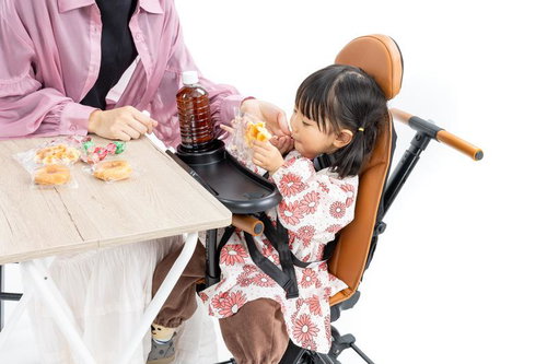 ベビーカーで寄り添う親子