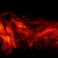 赤い炎のような歪んだ煙（スモーク）の呪いの写真