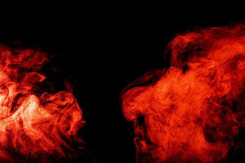 呪われた赤い煙と炎のエフェクト 黒背景ホラーゲーム