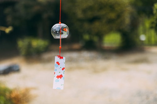 金魚柄の風鈴（ガラス製）