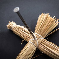 藁人形の胸を五寸釘でぶっさす呪いの儀式。日本の民俗怪談の写真