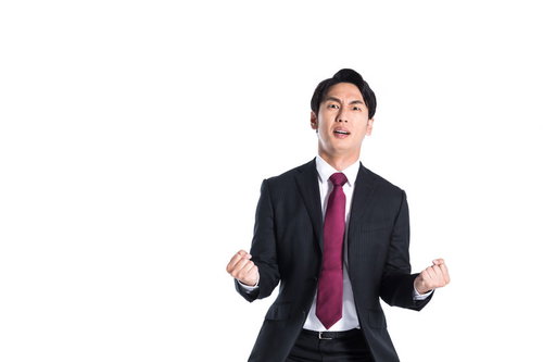 気合いを入れる会社員ビジネスマン