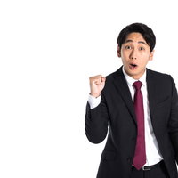 失敗した社員にアウトを宣告する会社員の拳を握る仕草の写真