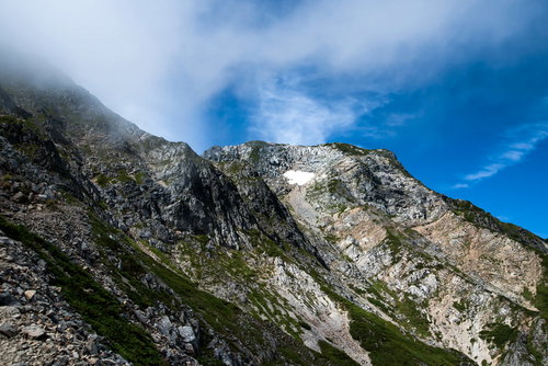 キレット縦走の難所、山肌あらわになった八峰キレット