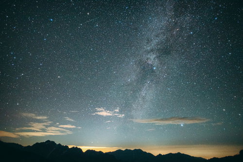 八峰キレット縦走での天の川と流れ星：北アルプス夜空の天体現象