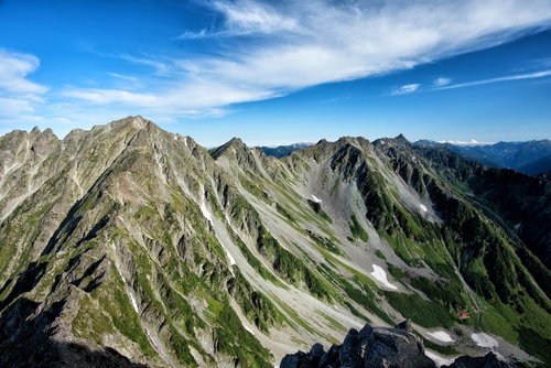 前穂高から望む涸沢カール