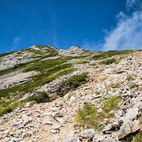 不帰キレット のザレた天狗の大下り 北アルプスの難所の写真