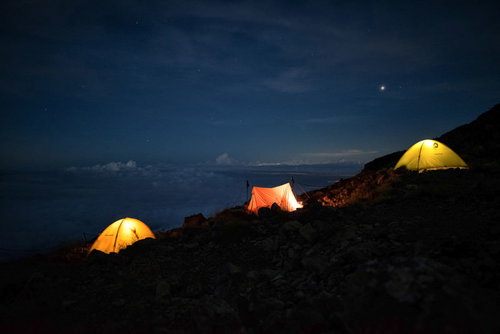 不帰キレット三大キレット山岳テント場の夜景