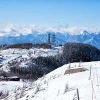 王ヶ鼻と常念山脈の雪山風景（北アルプス・美ヶ原）の写真