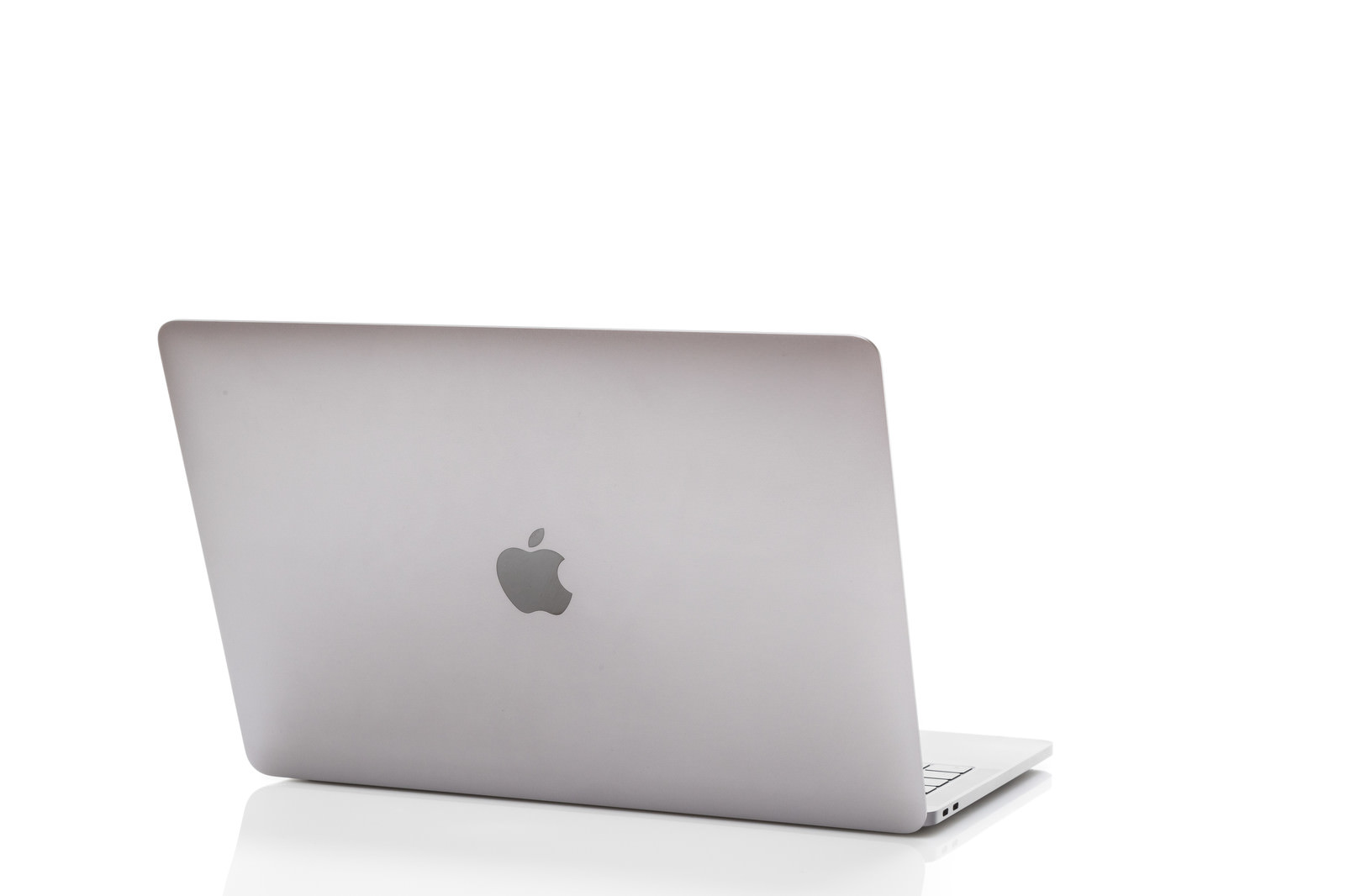 白背景に置かれたMacBookの背面