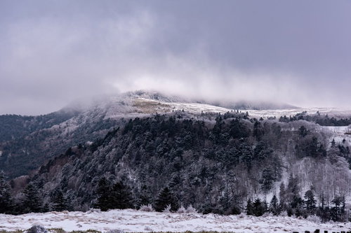 雪が積もった美ヶ原高原の雪山風景