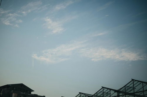 青空と白い雲が広がる都市部の建物群と屋上施設