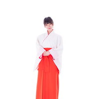 お正月に挨拶をする巫女さんの写真