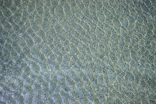 水面に映る光の鱗のような波模様