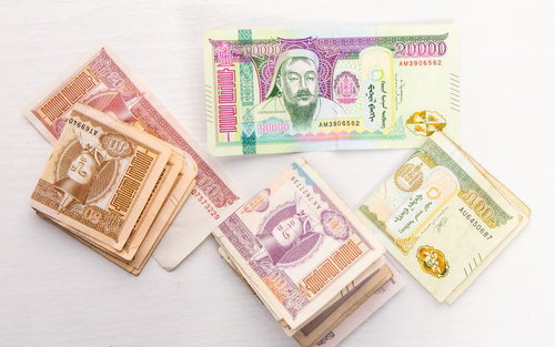 モンゴルの通貨トゥグルグの紙幣