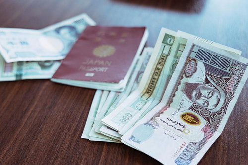 パスポートとモンゴルの現地紙幣（トゥグルク）