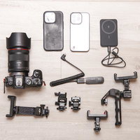 ミラーレスカメラとテザー撮影用に準備したリグ一式の写真