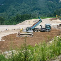 群馬県長野原町の八ッ場ダム工事現場の風景の写真
