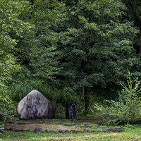 相倉集落にある秋篠宮殿下の歌碑と森林環境の写真