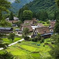 相倉展望台から撮影した田舎の集落景観を一望の写真