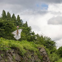 相倉集落の田舎風景に立つカカシ - 五箇山合掌造り集落の写真