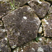 十字の傷が隠されている飫肥石（石垣）の写真