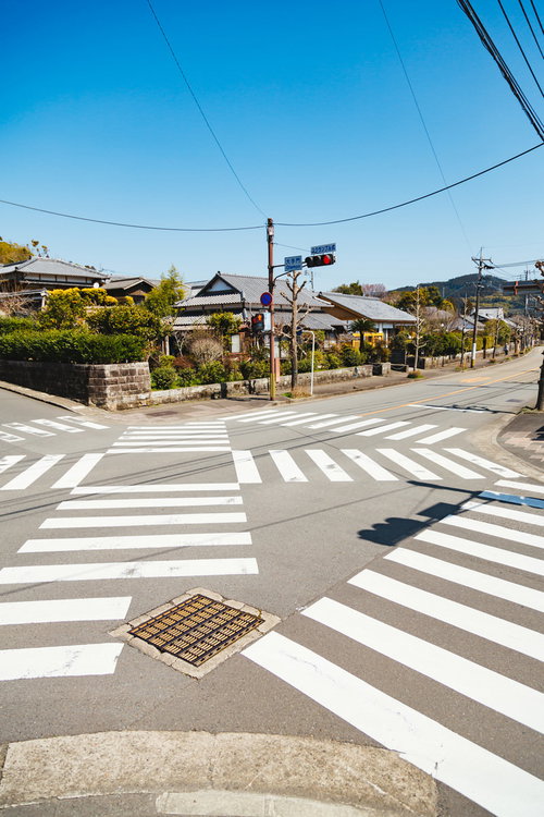 飫肥城の大手門に通じるスクランブル交差点