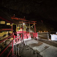 すべてセルフの祇園神社（日南市）の夜のライトアップの写真