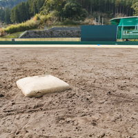 天福球場のバックスクリーンと内野グラウンドの写真