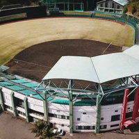 広島東洋カープの日南キャンプ地、天福球場を上空から撮影の写真