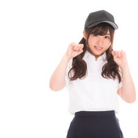 可愛い女子マネのお願いポーズの写真