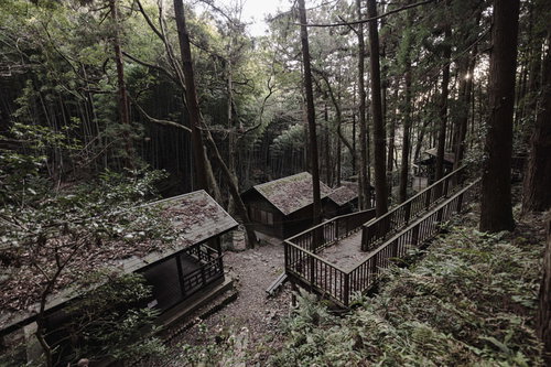 福岡県竜王峡のコテージから見た渓谷の眺め