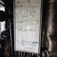 蒸気機関車の機関室に設置された運行予定表の写真