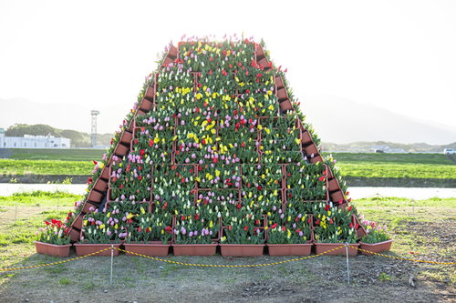 のおがたチューリップフェアのチューリップタワー