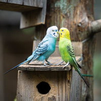 チュー鳥アルー仲良しインコのキスの写真