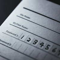 解読しやすい脆弱なパスワードが記載された用紙の写真