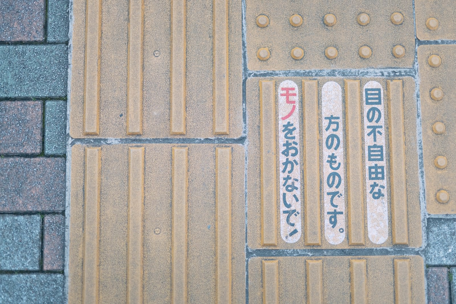 歩道の点字ブロックと誘導ブロック