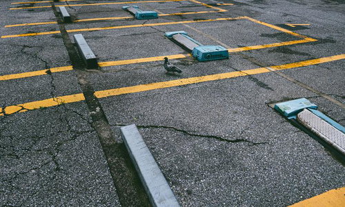 鳩がうろつくコインパーキング
