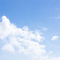 夏の青空に浮かぶわた雲～白くふわふわとした積雲の写真