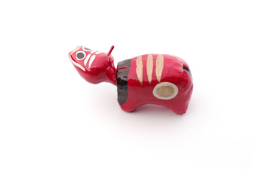 福島県の郷土玩具・赤べこを横向きに配置した年賀状