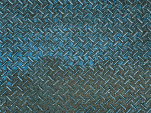 使い込まれたチェッカープレート（縞板）のテクスチャー