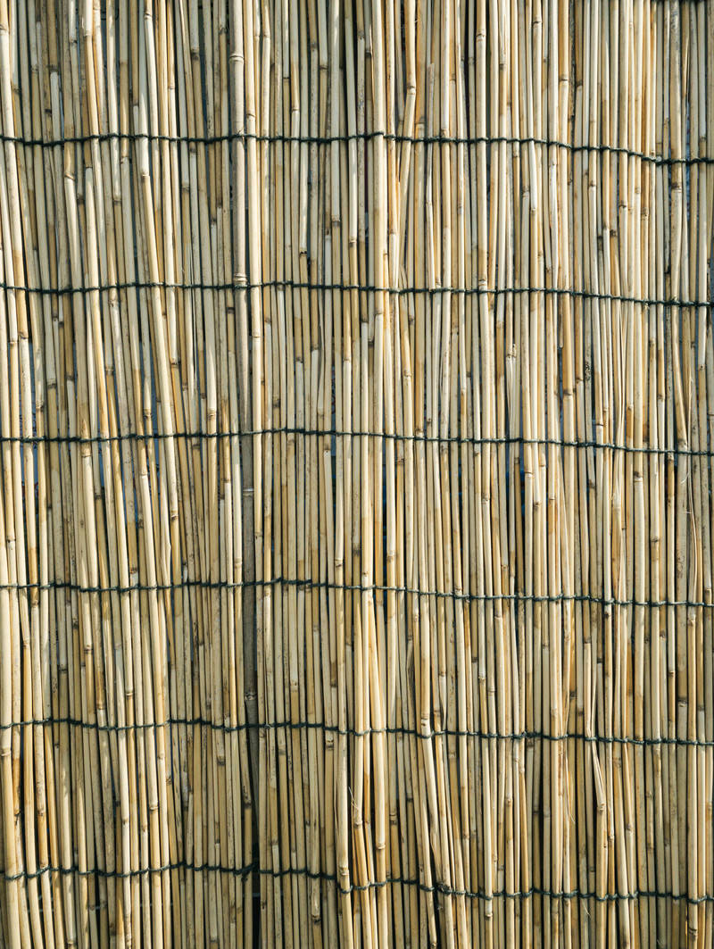 縦に並んだ竹の棒を黒い紐で結んだすだれのテクスチャー