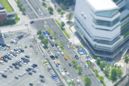 チルトシフト効果で撮影したミニチュア風の横浜市役所